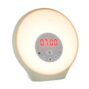 Lumie Sunrise Alarm lysvækkeur med rundt lysfelt og rødt display